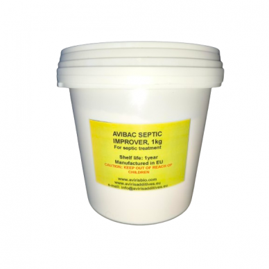 Bacteria Avibac Septic Improver for septic tanks, with active enzymes. 12 months package. 1 kg
